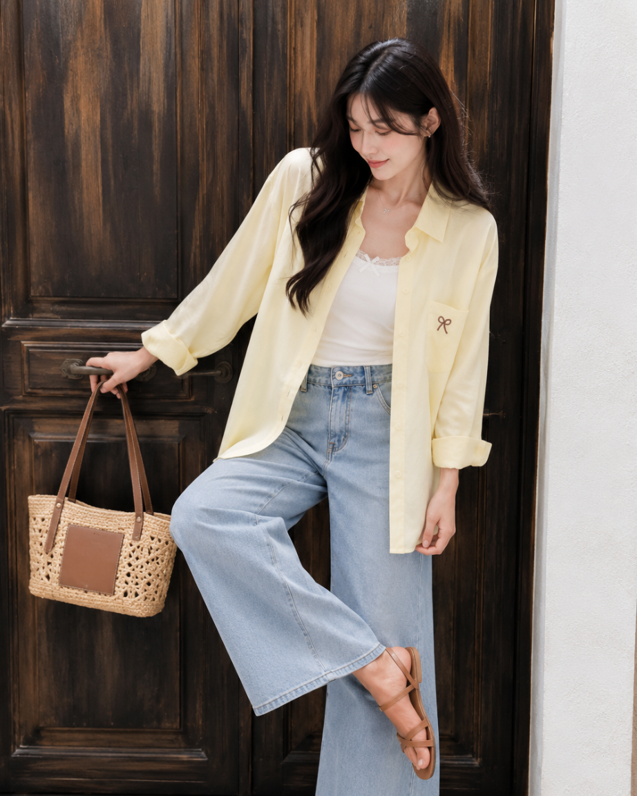 Ribbon Pocket Oversized - Shirt